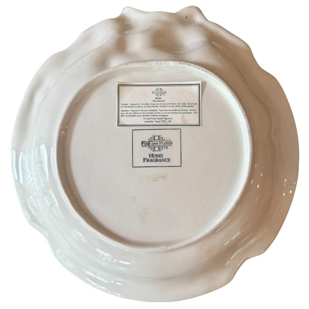 Vintage Fitz and Floyd Florentine Christmas Potpourri Dish Pomegranate Bow
